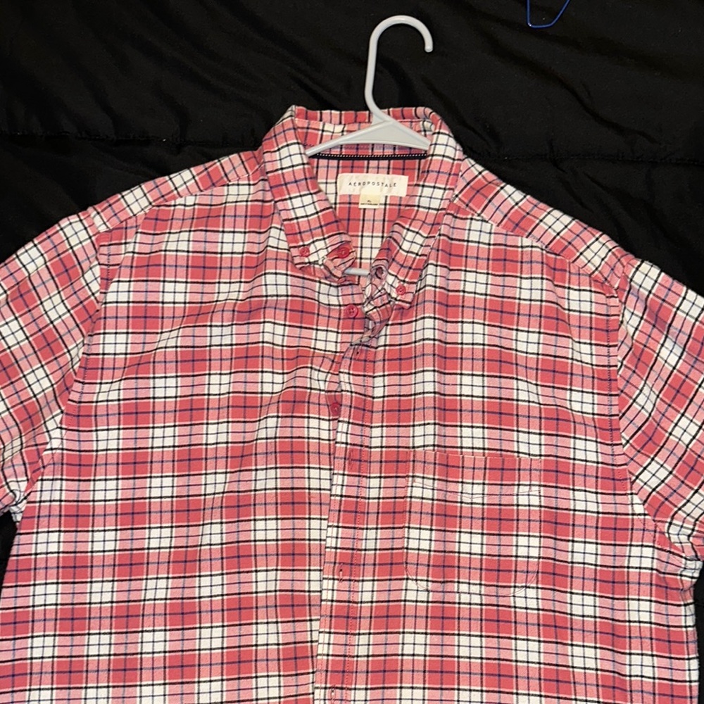 Aeropostale Red and White Plaid Casual Button Down Shirt
